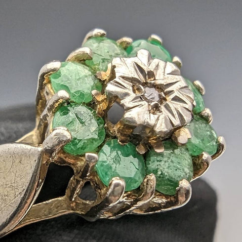 英國復古珠寶祖母綠和鑽石純銀戒指