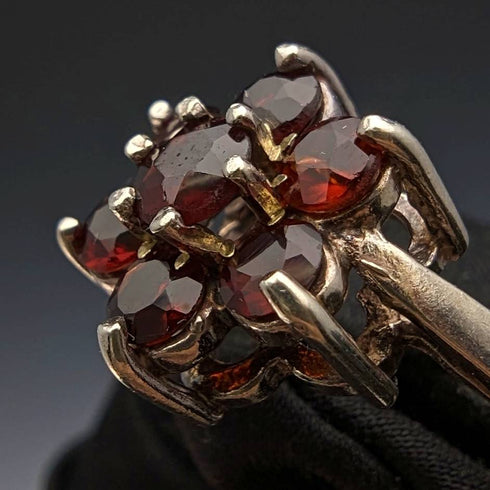 英國復古珠寶石榴石純銀戒指