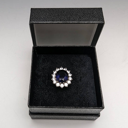 復古珠寶藍寶石純銀戒指