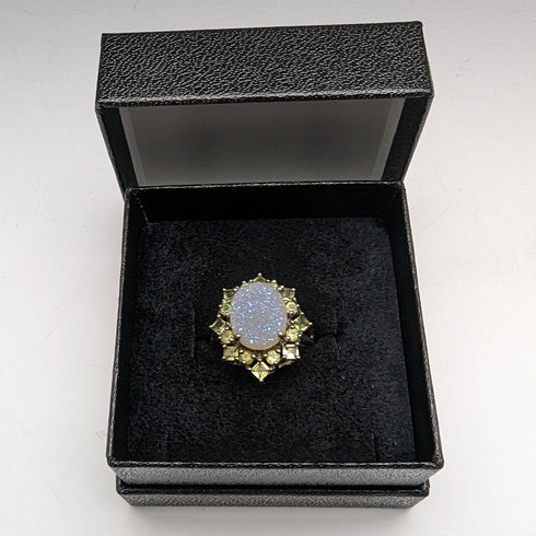 復古首飾兩色石英純銀戒指