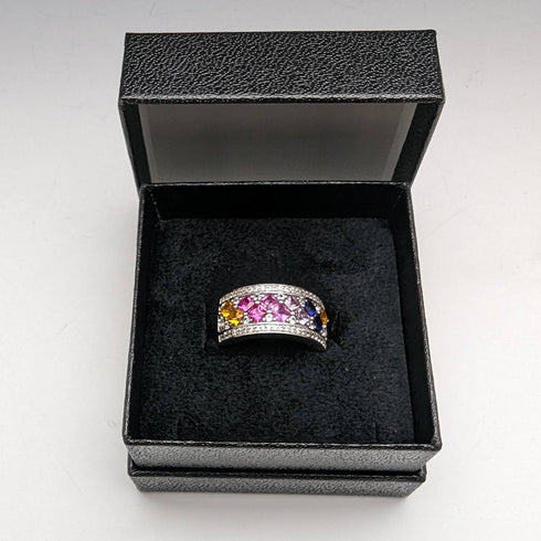 ヴィンテージ ジュエリー マルチカラー スターリングシルバーリング(13号)指輪