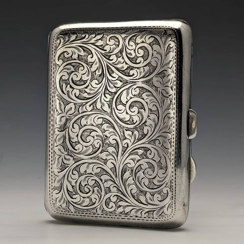 1915 British antique sterling silver cigarette case 70g Joseph Gloster