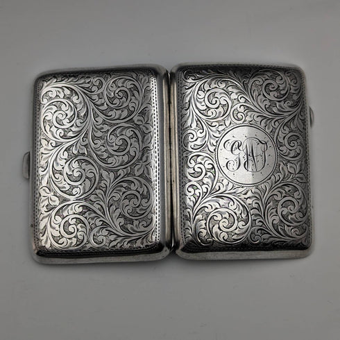 1915 British antique sterling silver cigarette case 70g Joseph Gloster