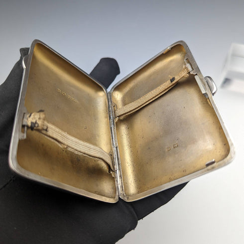 1915 British antique sterling silver cigarette case 70g Joseph Gloster