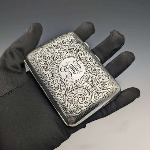 1915 British antique sterling silver cigarette case 70g Joseph Gloster