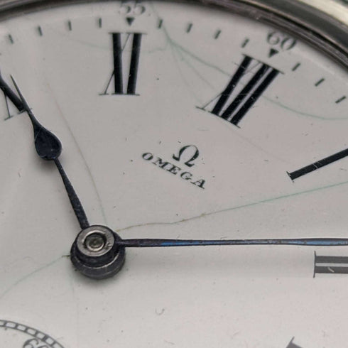 Around 1910 Antique Omega pocket watch Flower engraving Silver side hunter case Works well