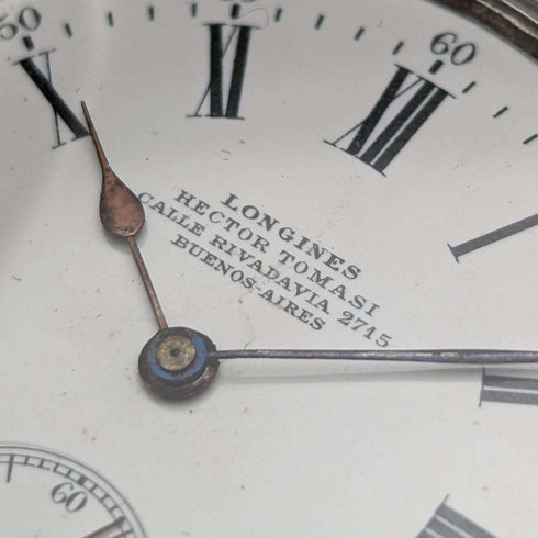 Around 1902 Antique Longines pocket watch Art Nouveau engraving Hunter case on silver side Works well