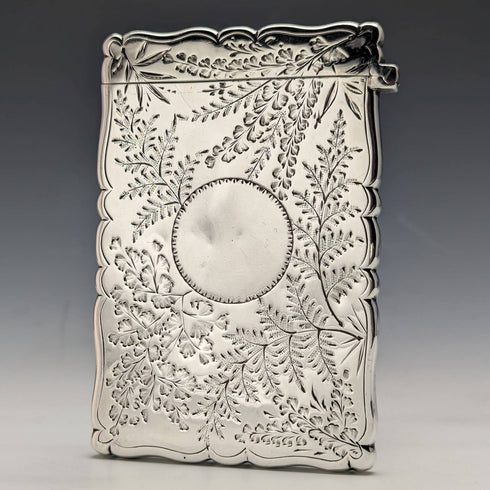 1888 British antique sterling silver card case 48g Frederick Marson