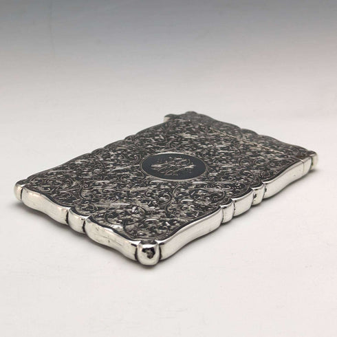 1887 British antique sterling silver card case 46g Frederick Marson