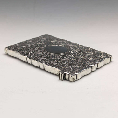 1887 British antique sterling silver card case 46g Frederick Marson