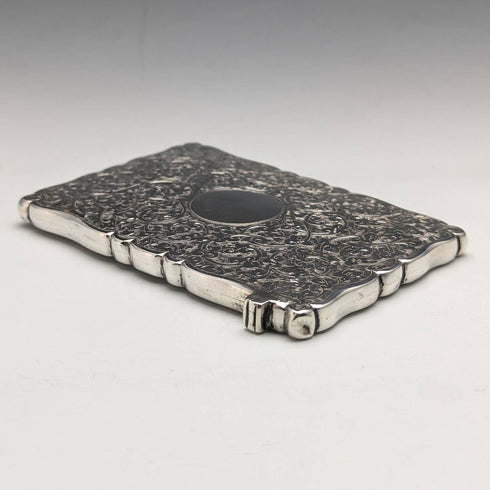1887 British antique sterling silver card case 46g Frederick Marson
