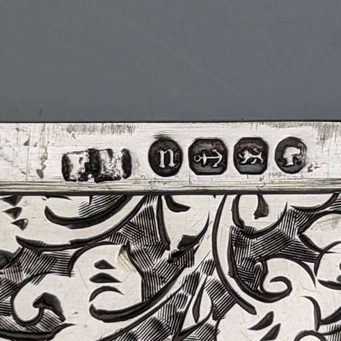 1887 British antique sterling silver card case 46g Frederick Marson