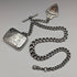 Around 1900 British Antique Sterling Silver Albert Chain 88g Vesta Case & Medal Fob