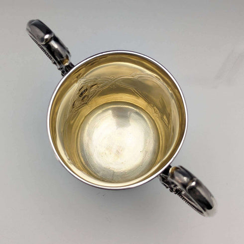 1862 British Antique Sterling Silver Double Handle Mug Cup 169g Barnard