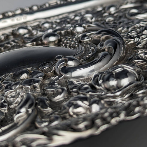 1902 年英國古董純銀浮雕雕刻梳妝台托盤 306 克