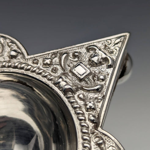 英國古董銀盤鹽盤和勺子 6 對套裝帶盒