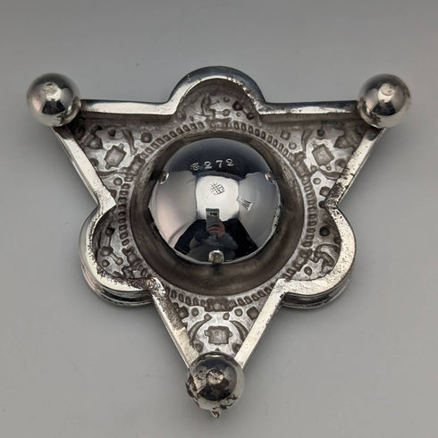 英國古董銀盤鹽盤和勺子 6 對套裝帶盒