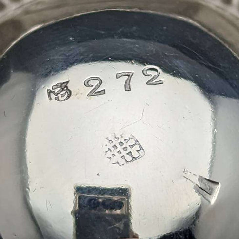 英國古董銀盤鹽盤和勺子 6 對套裝帶盒
