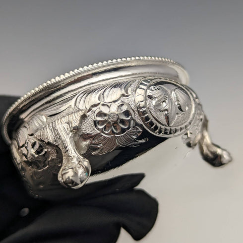 1900年頃 英国アンティーク シルバープレート製 ソルトディッシュ&スプーン6ペアセット ケース入り