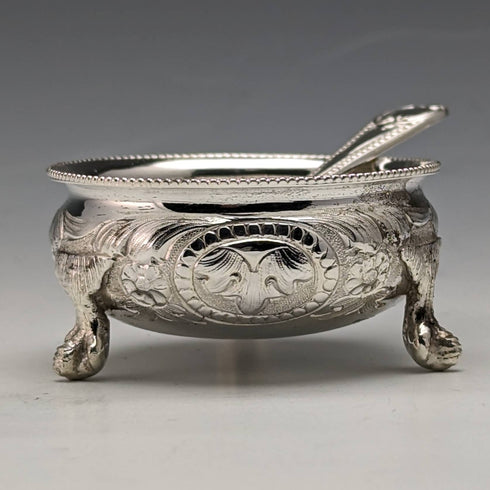 1900年頃 英国アンティーク シルバープレート製 ソルトディッシュ&スプーン6ペアセット ケース入り