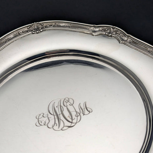 1900頃 米国アンティーク 純銀製 サイドプレートペア 計366g