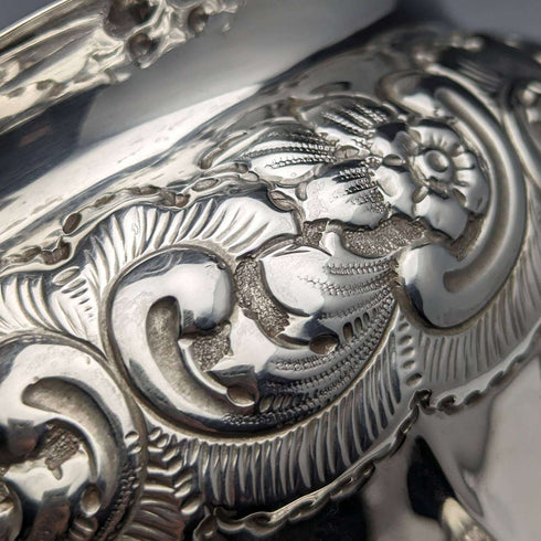 1900 British Antique Sterling Silver Rose Bowl 297g William Hutton