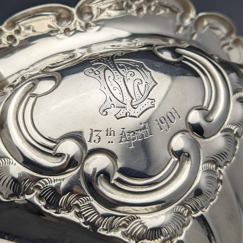 1900年 英国アンティーク 純銀製 ローズ・ボウル 297g William Hutton