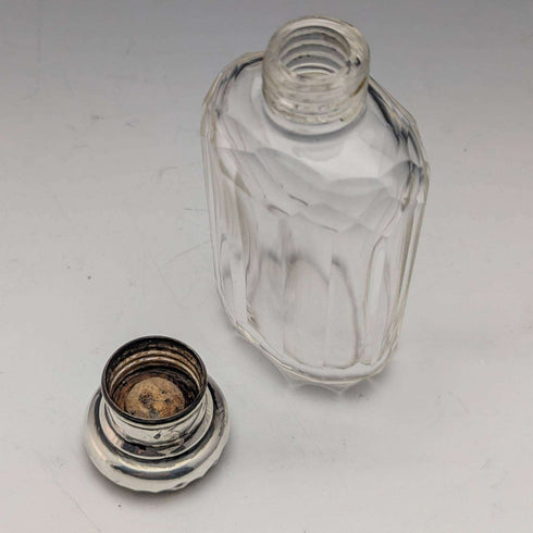 Around 1910 British Antique Pure Silver Lid Glass Bottle Set of 4 Percy Whitehouse