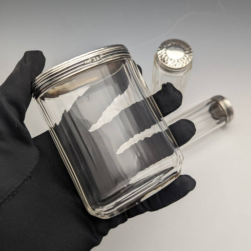 1910 年左右英國古董純銀蓋玻璃瓶 4 件套 Percy Whitehouse