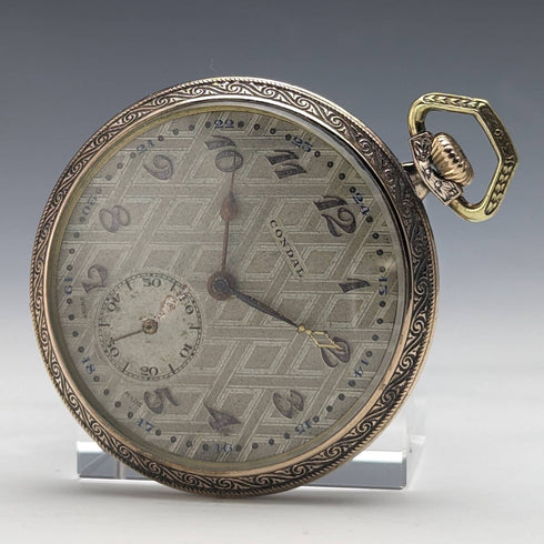 Antique Swiss LANCO pocket watch thin gold plate case works well