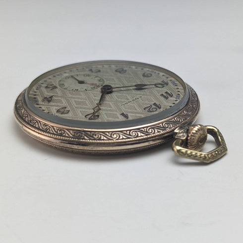 Antique Swiss LANCO pocket watch thin gold plate case works well