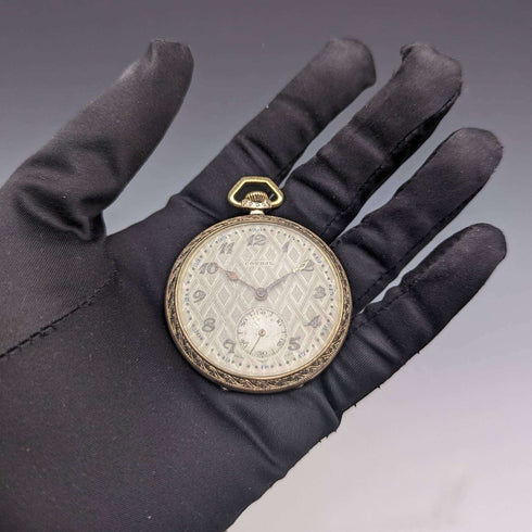 Antique Swiss LANCO pocket watch thin gold plate case works well