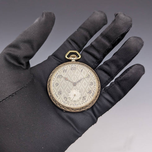 Antique Swiss LANCO pocket watch thin gold plate case works well