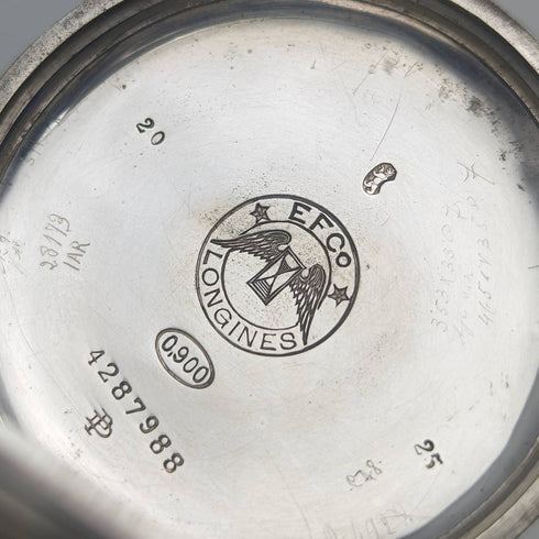 1925年頃 ヴィンテージ ロンジン 懐中時計 銀側ハンターケース 動作良好