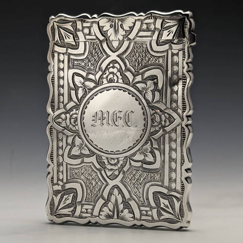 1872 British antique sterling silver card case 50g GEORGE UNITE