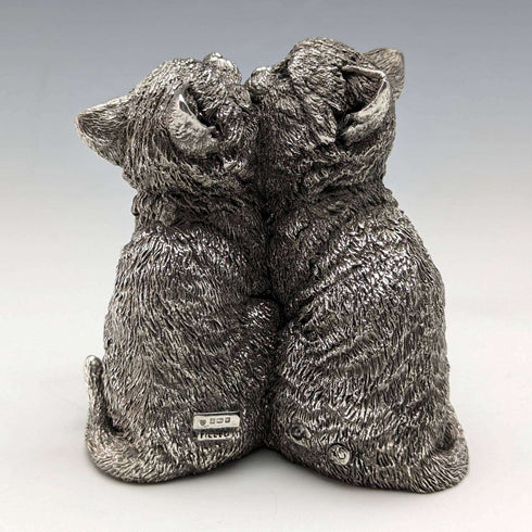 UK Country Artists Two Kittens Sterling Silver Sculpture Figurine