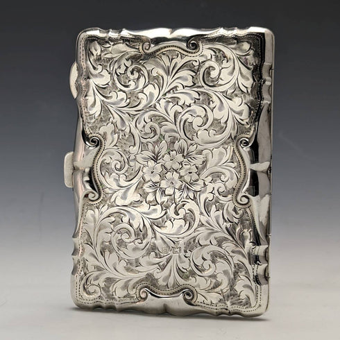 1909年 英国アンティーク 純銀製 両開き型カードケース 63g Cohen and Charles