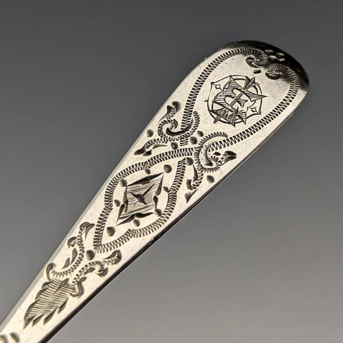 1884 British antique sterling silver teaspoon set of 6 in a case