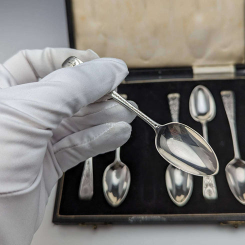 1884年 英国古董纯银茶匙六件套(带盒)
