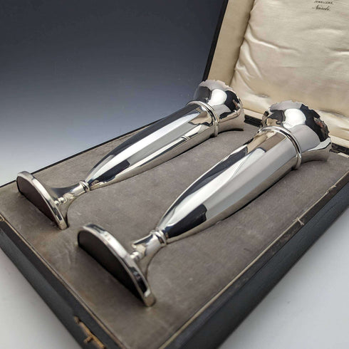 1928年 英国ヴィンテージ 純銀製 花瓶 ペア 473g ケース入 Adie Brothers