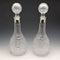 British Vintage Cut Glass Silver Plate Decorated Decanter Pair