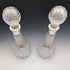 British Vintage Cut Glass Silver Plate Decorated Decanter Pair