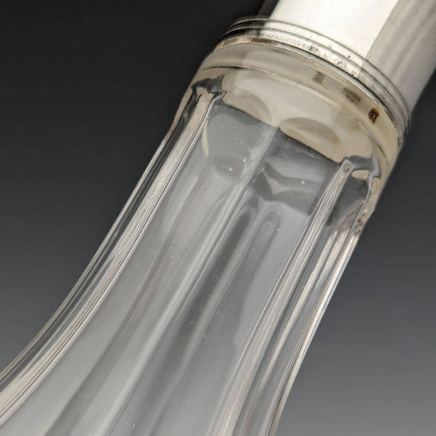 英国ヴィンテージ カットガラス シルバープレート装飾 デキャンタ ペア