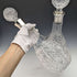 British Vintage Cut Glass Silver Plate Decorated Decanter Pair