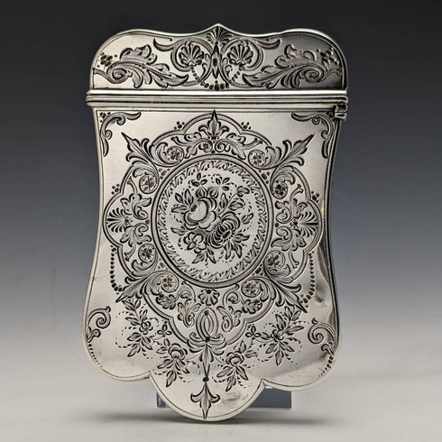 1869年 英国アンティーク 純銀製 変形カードケース 92g ROBERT THORNTON