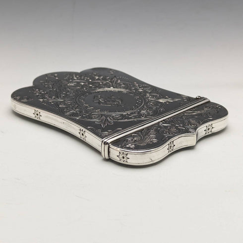 1869年 英国アンティーク 純銀製 変形カードケース 92g ROBERT THORNTON