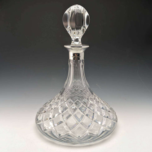 英国製 カットガラス 純銀装飾 シップスデキャンタ MAPPIN and WEBB