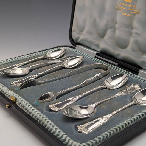 1903年 英国アンティーク 純銀製ティースプーン6本セット Joseph Rodgers ケース入