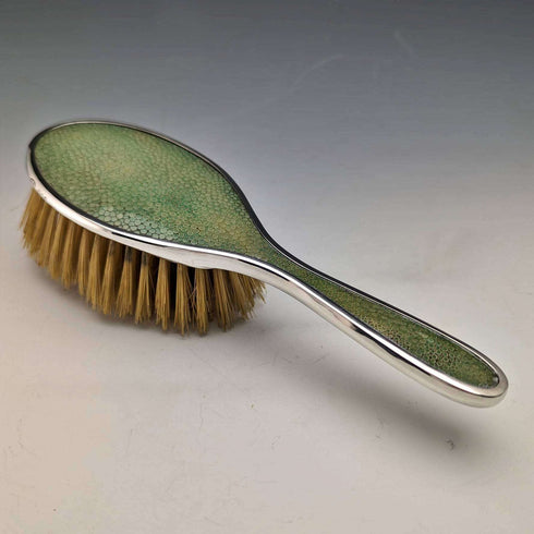 1927 British Vintage Sterling Silver & Leather Handle Brush Set of 4 Collet and Anderson