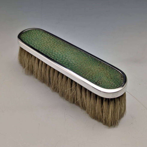 1927 British Vintage Sterling Silver & Leather Handle Brush Set of 4 Collet and Anderson